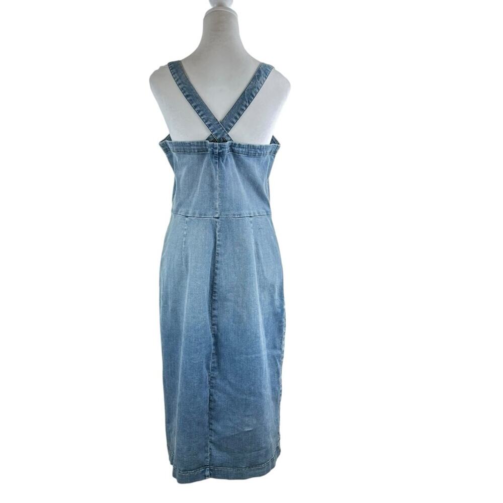 Level 99 Claire Denim Overall Snap Dress Light Blue Size Large Stretch - Picture 5 of 8